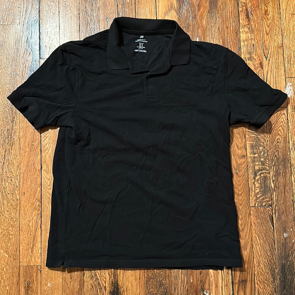 H&M Short-sleeve Collared Shirt - Medium, Black